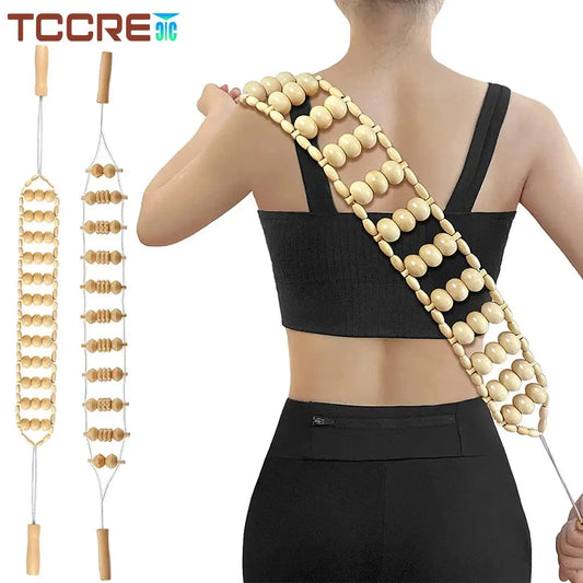 Wood Back Massager Roller Rope Wood